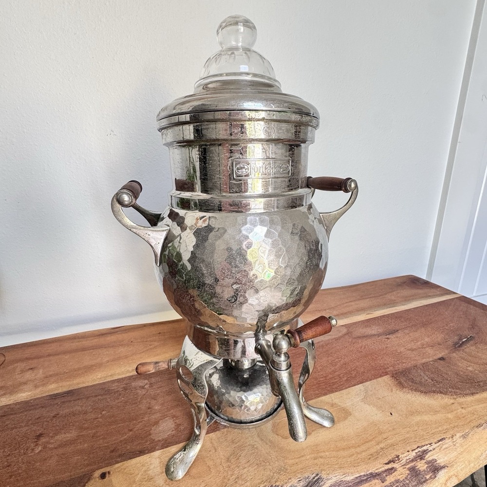 Antique Fontana German Coffee Percolator Samovar Hammered Metal Spirit Brnr 14T
